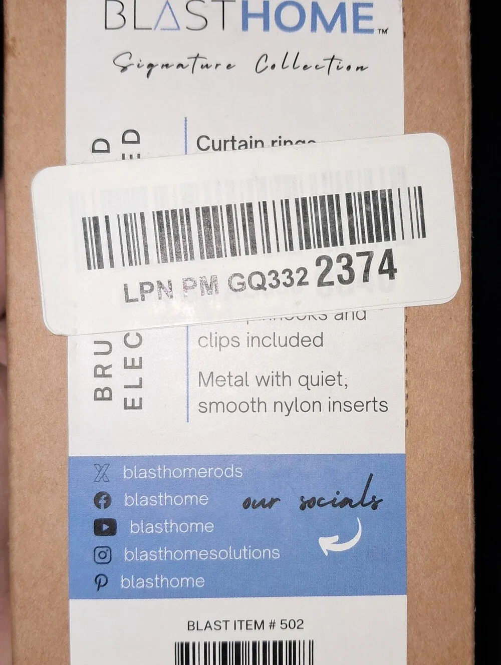 Blast Home NWT 18-Pack Luxury Premium Metal Curtain Rings In Brushed Gold 1.5